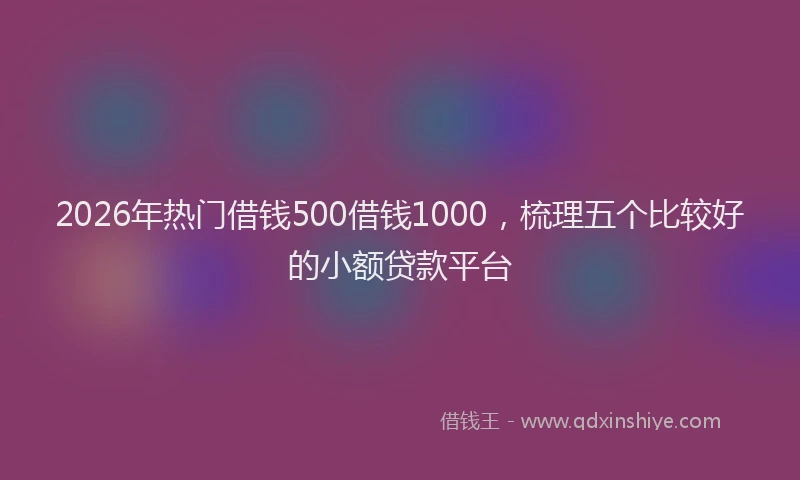 2026年热门借钱500借钱1000，梳理五个比较好的小额贷款平台