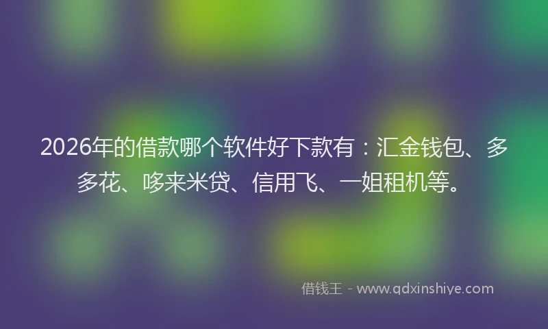 2026年的借款哪个软件好下款有：汇金钱包、多多花、哆来米贷、信用飞、一姐租机等。