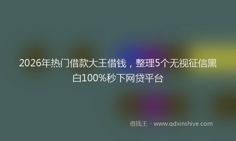 2026年热门借款大王借钱，整理5个无视征信黑白100%秒下网贷平台