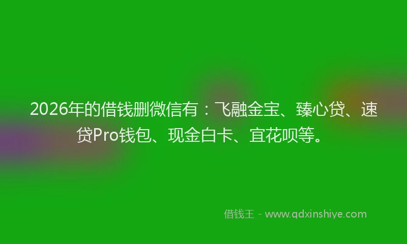 2026年的借钱删微信有：飞融金宝、臻心贷、速贷Pro钱包、现金白卡、宜花呗等。