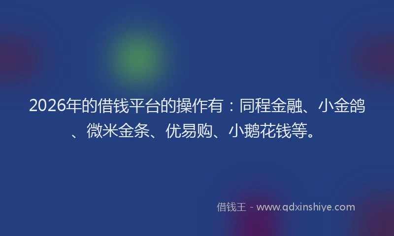 2026年的借钱平台的操作有：同程金融、小金鸽、微米金条、优易购、小鹅花钱等。