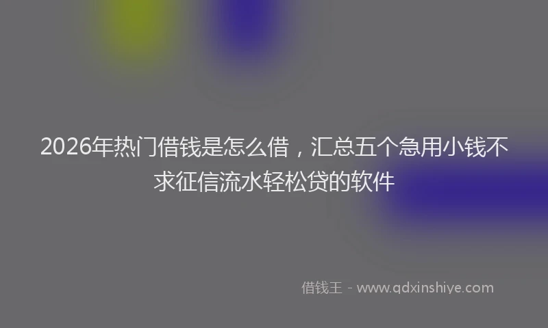 2026年热门借钱是怎么借，汇总五个急用小钱不求征信流水轻松贷的软件