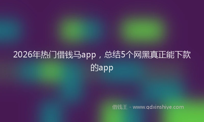2026年热门借钱马app，总结5个网黑真正能下款的app