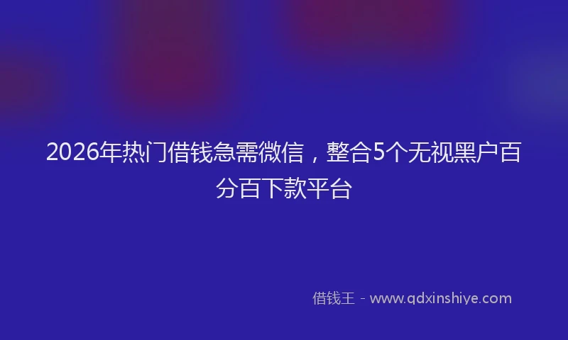 2026年热门借钱急需微信，整合5个无视黑户百分百下款平台
