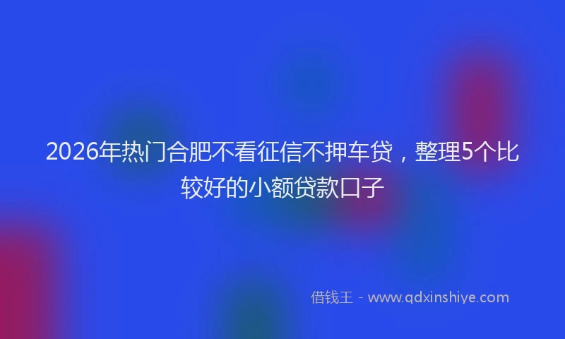 2026年热门合肥不看征信不押车贷，整理5个比较好的小额贷款口子