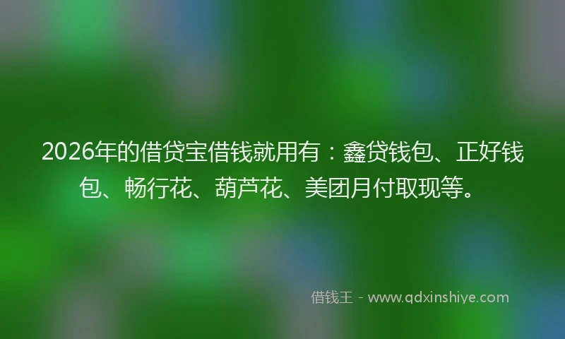 2026年的借贷宝借钱就用有：鑫贷钱包、正好钱包、畅行花、葫芦花、美团月付取现等。