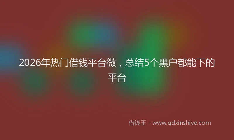 2026年热门借钱平台微，总结5个黑户都能下的平台