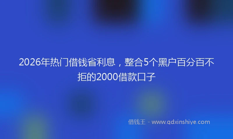 2026年热门借钱省利息，整合5个黑户百分百不拒的2000借款口子