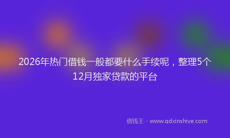 2026年热门借钱一般都要什么手续呢，整理5个12月独家贷款的平台
