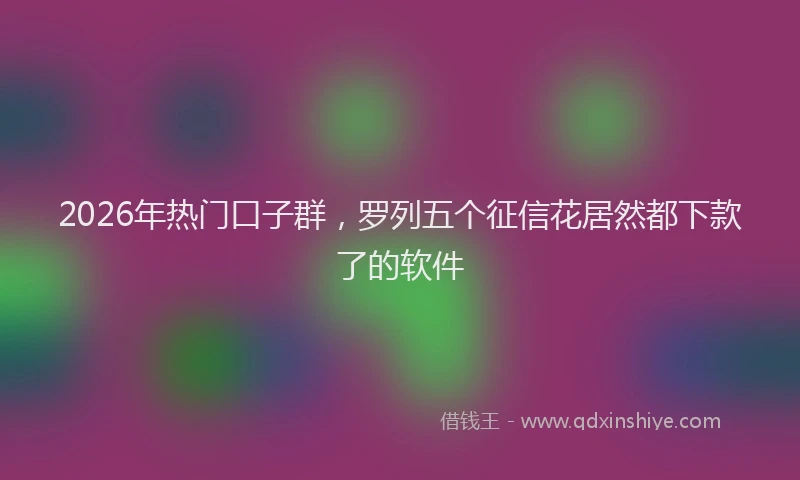 2026年热门口子群，罗列五个征信花居然都下款了的软件