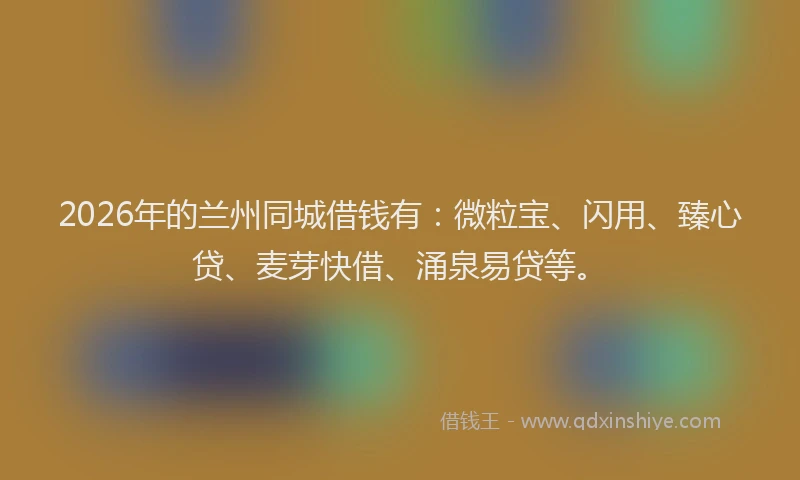 2026年的兰州同城借钱有：微粒宝、闪用、臻心贷、麦芽快借、涌泉易贷等。