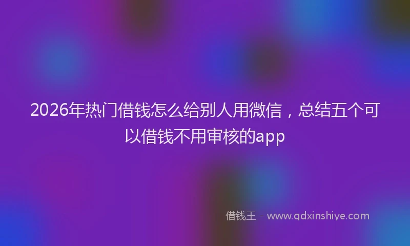 2026年热门借钱怎么给别人用微信，总结五个可以借钱不用审核的app