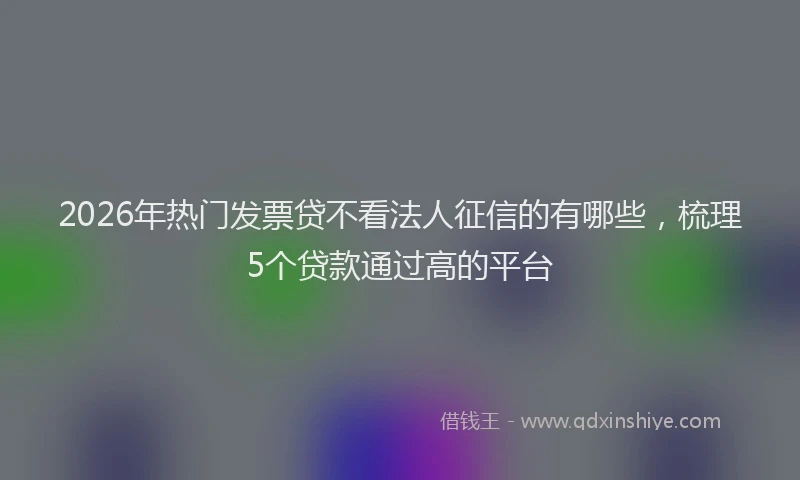 2026年热门发票贷不看法人征信的有哪些，梳理5个贷款通过高的平台