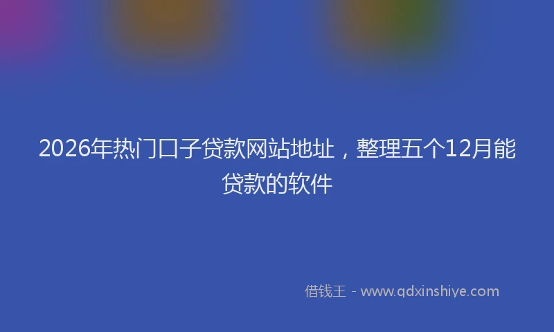 2026年热门口子贷款网站地址，整理五个12月能贷款的软件