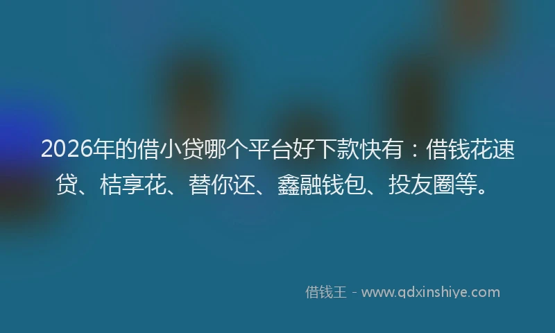 2026年的借小贷哪个平台好下款快有：借钱花速贷、桔享花、替你还、鑫融钱包、投友圈等。