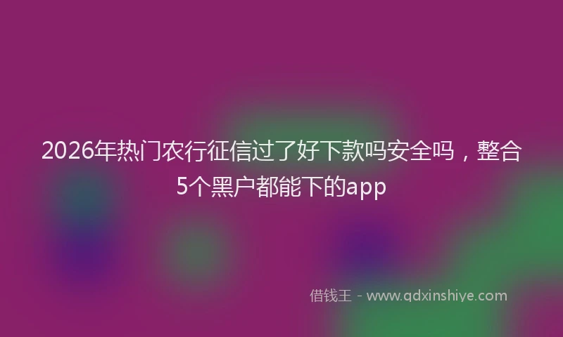 2026年热门农行征信过了好下款吗安全吗，整合5个黑户都能下的app