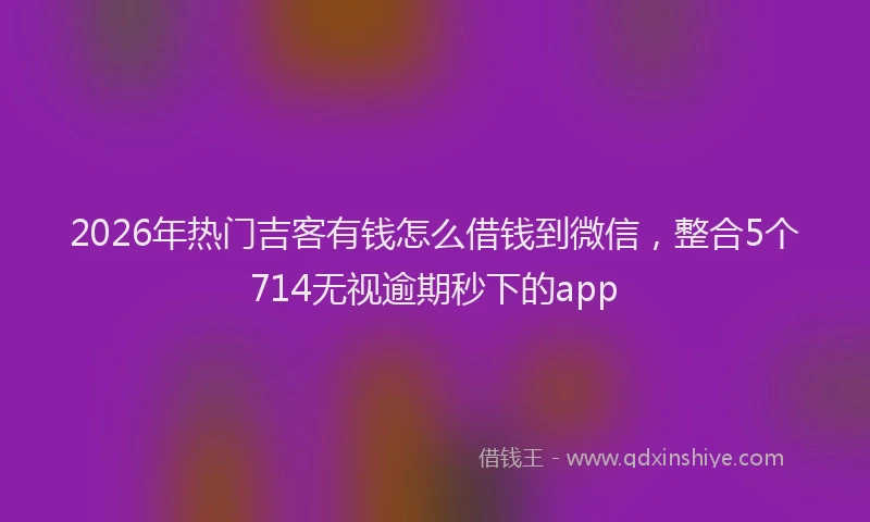2026年热门吉客有钱怎么借钱到微信，整合5个714无视逾期秒下的app