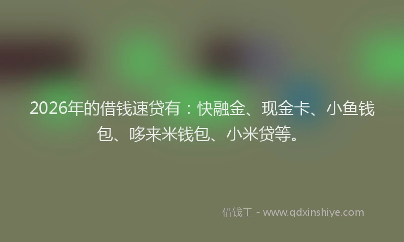 2026年的借钱速贷有：快融金、现金卡、小鱼钱包、哆来米钱包、小米贷等。
