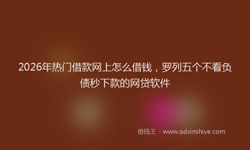 2026年热门借款网上怎么借钱，罗列五个不看负债秒下款的网贷软件