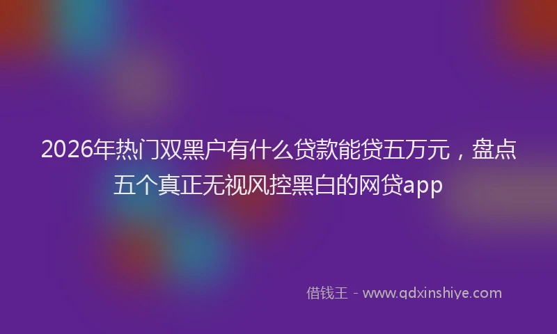 2026年热门双黑户有什么贷款能贷五万元，盘点五个真正无视风控黑白的网贷app