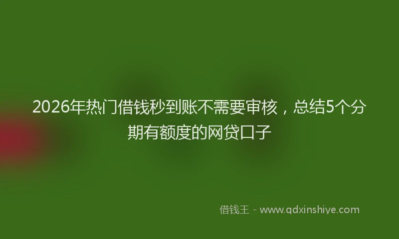 2026年热门借钱秒到账不需要审核，总结5个分期有额度的网贷口子
