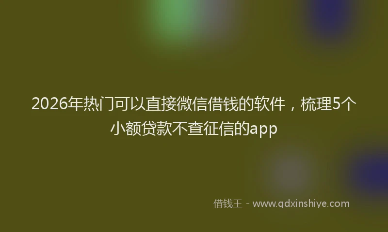 2026年热门可以直接微信借钱的软件，梳理5个小额贷款不查征信的app