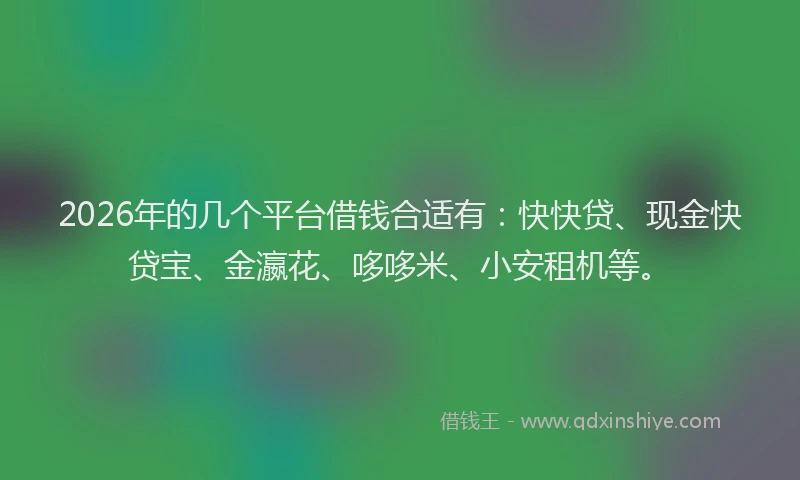 2026年的几个平台借钱合适有：快快贷、现金快贷宝、金瀛花、哆哆米、小安租机等。