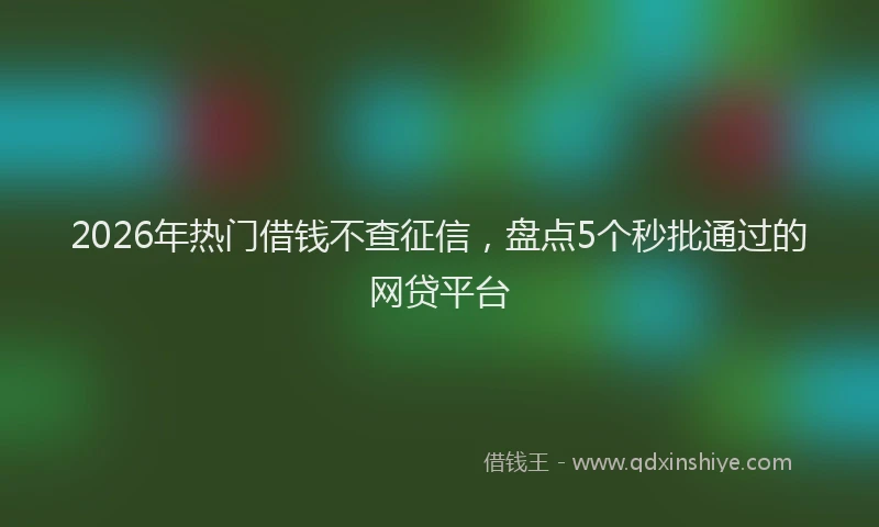 2026年热门借钱不查征信，盘点5个秒批通过的网贷平台