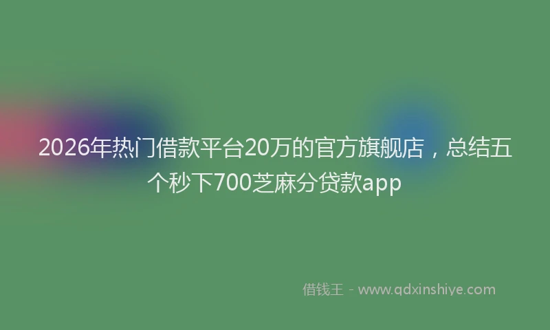 2026年热门借款平台20万的官方旗舰店，总结五个秒下700芝麻分贷款app