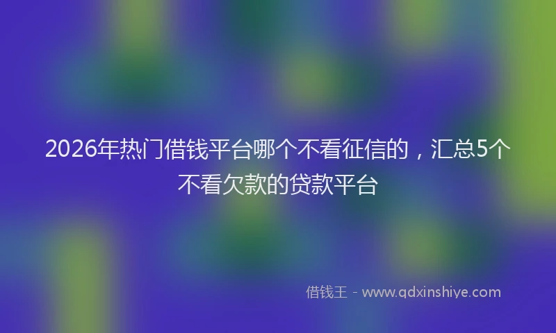 2026年热门借钱平台哪个不看征信的，汇总5个不看欠款的贷款平台