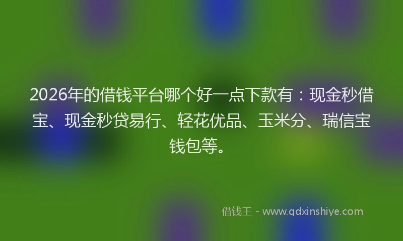 2026年的借钱平台哪个好一点下款有：现金秒借宝、现金秒贷易行、轻花优品、玉米分、瑞信宝钱包等。