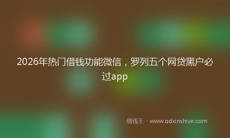 2026年热门借钱功能微信，罗列五个网贷黑户必过app