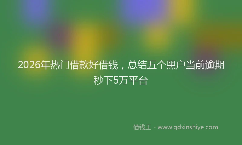 2026年热门借款好借钱，总结五个黑户当前逾期秒下5万平台