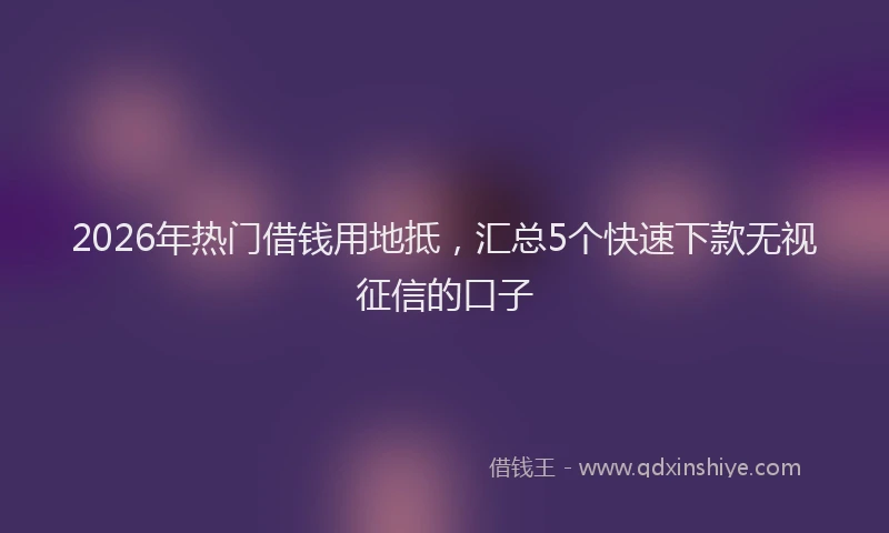 2026年热门借钱用地抵，汇总5个快速下款无视征信的口子