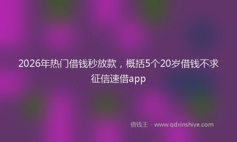 2026年热门借钱秒放款，概括5个20岁借钱不求征信速借app