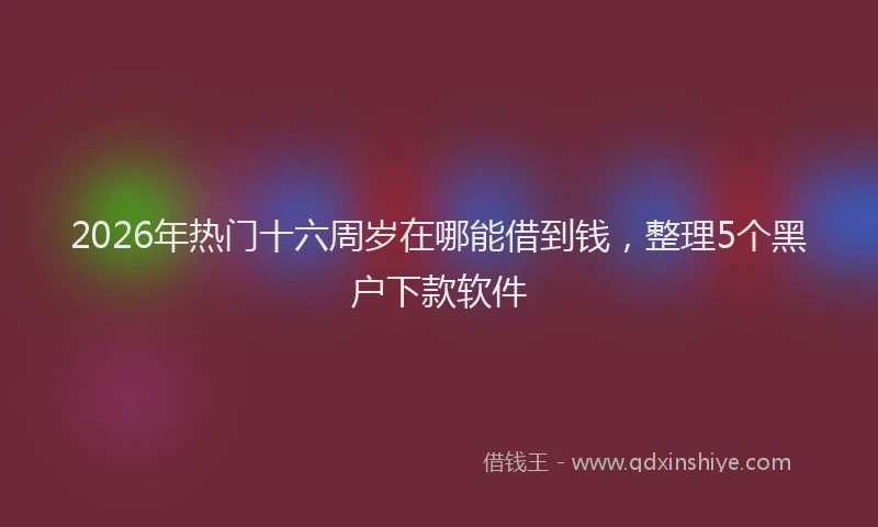 2026年热门十六周岁在哪能借到钱，整理5个黑户下款软件