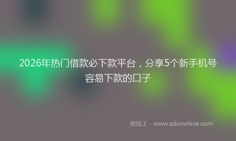 2026年热门借款必下款平台，分享5个新手机号容易下款的口子