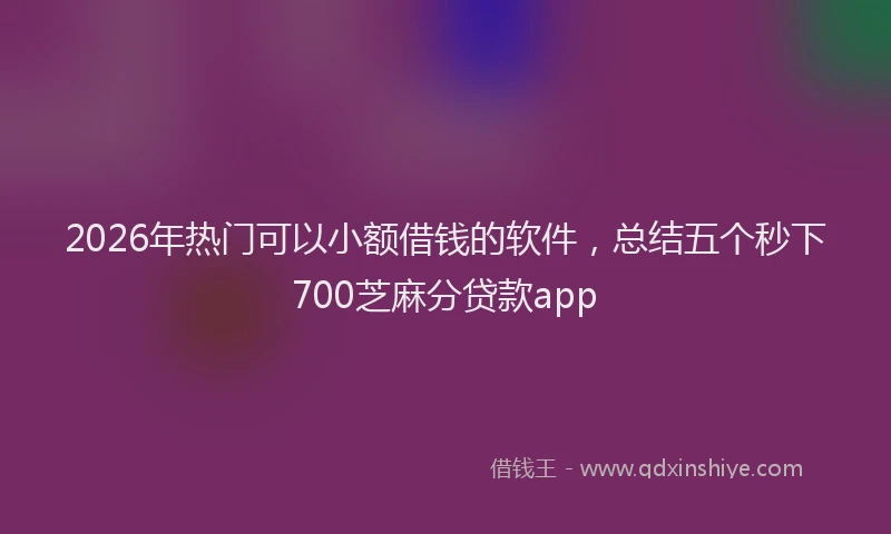2026年热门可以小额借钱的软件，总结五个秒下700芝麻分贷款app