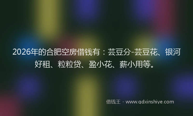 2026年的合肥空房借钱有：芸豆分-芸豆花、银河好租、粒粒贷、盈小花、薪小用等。
