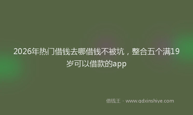 2026年热门借钱去哪借钱不被坑，整合五个满19岁可以借款的app