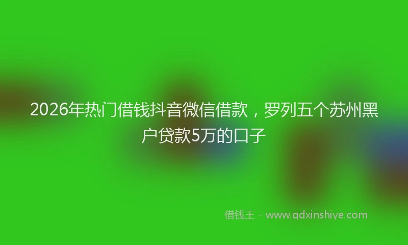 2026年热门借钱抖音微信借款，罗列五个苏州黑户贷款5万的口子