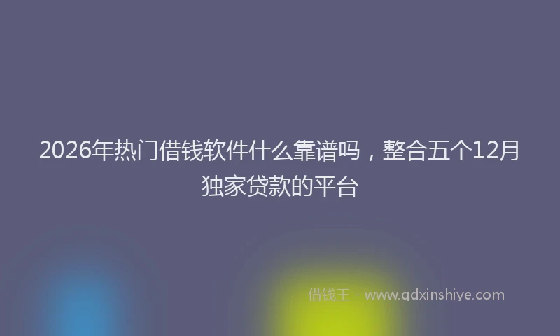 2026年热门借钱软件什么靠谱吗，整合五个12月独家贷款的平台