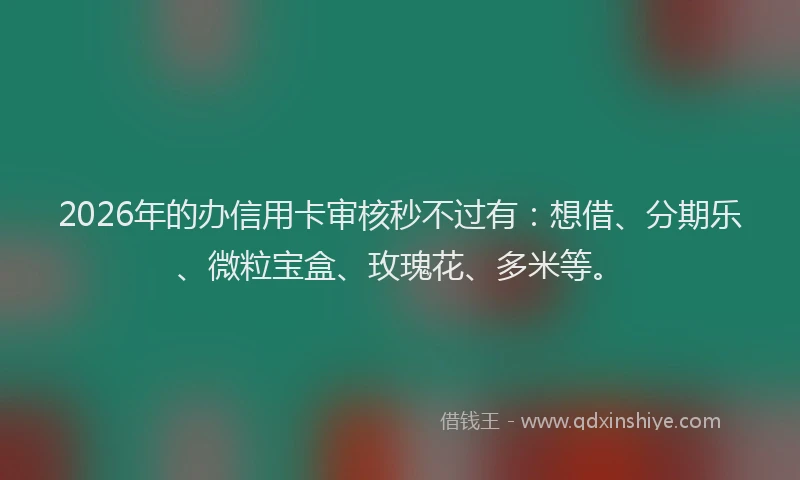 2026年的办信用卡审核秒不过有：想借、分期乐、微粒宝盒、玫瑰花、多米等。