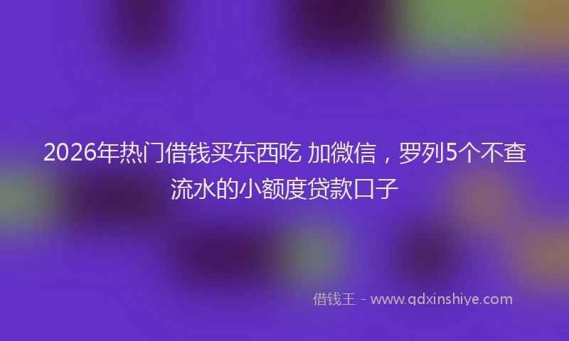 2026年热门借钱买东西吃 加微信，罗列5个不查流水的小额度贷款口子