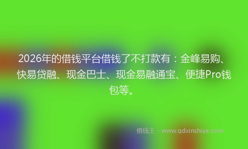 2026年的借钱平台借钱了不打款有：金峰易购、快易贷融、现金巴士、现金易融通宝、便捷Pro钱包等。