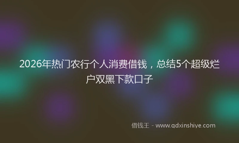 2026年热门农行个人消费借钱，总结5个超级烂户双黑下款口子