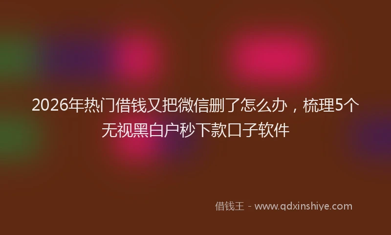 2026年热门借钱又把微信删了怎么办，梳理5个无视黑白户秒下款口子软件