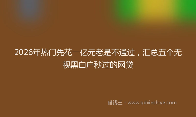 2026年热门先花一亿元老是不通过，汇总五个无视黑白户秒过的网贷
