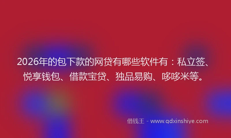 2026年的包下款的网贷有哪些软件有：私立签、悦享钱包、借款宝贷、独品易购、哆哆米等。