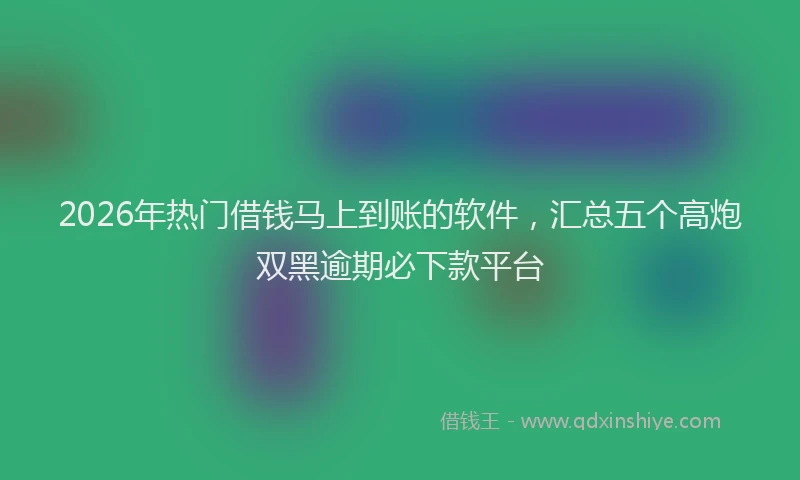 2026年热门借钱马上到账的软件，汇总五个高炮双黑逾期必下款平台
